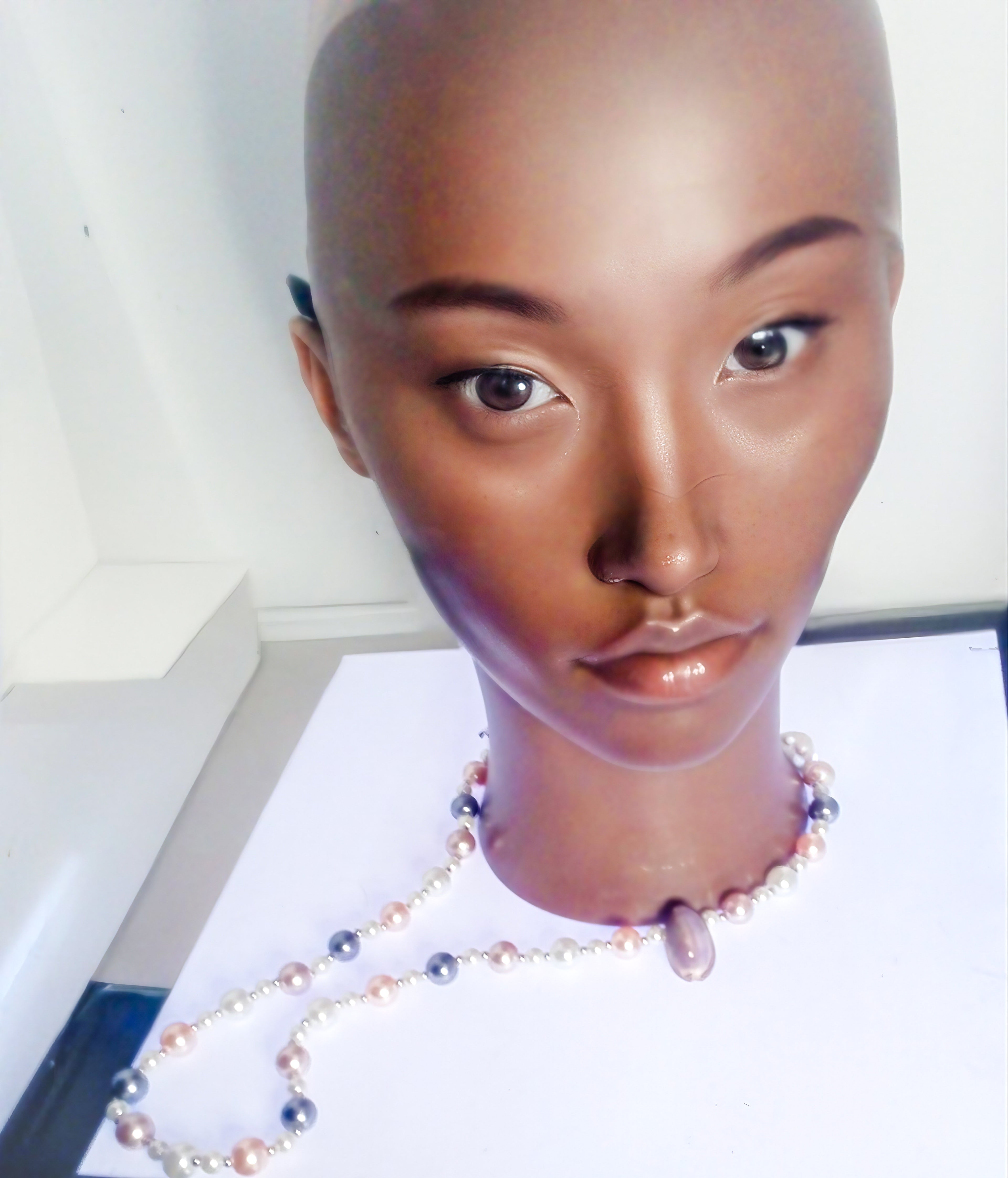 Pearl statement necklace with Conch shell accent pendant.