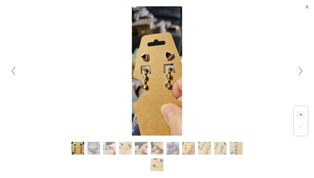 Sajen Garnet/Sterling Peridot Post Earrings