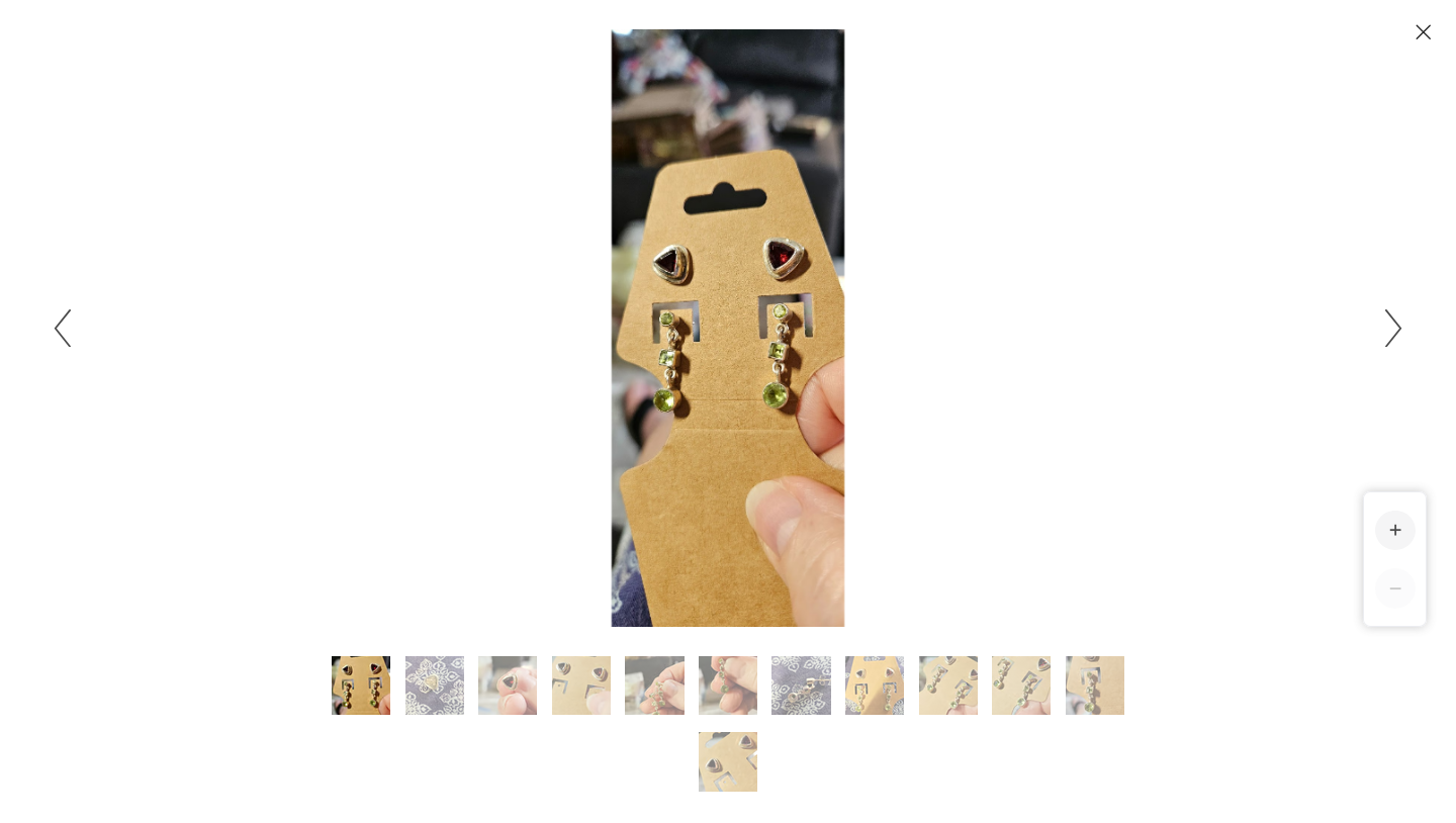 Sajen Garnet/Sterling Peridot Post Earrings