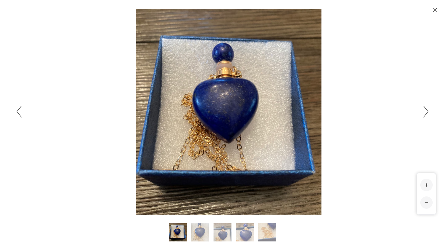 Heart shaped 2" Lapis Lazuli Perfume Bottle Necklace