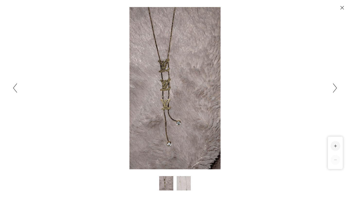 8" Upcycled Louis Vutton Logo Necklace with Pave set Rhinestones