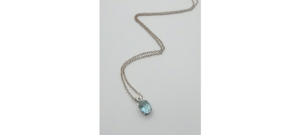 10 Carat Light Blue Facated Natural Topaz Necklace
