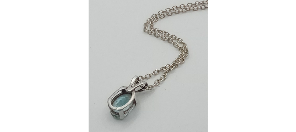 10 Carat Light Blue Facated Natural Topaz Necklace