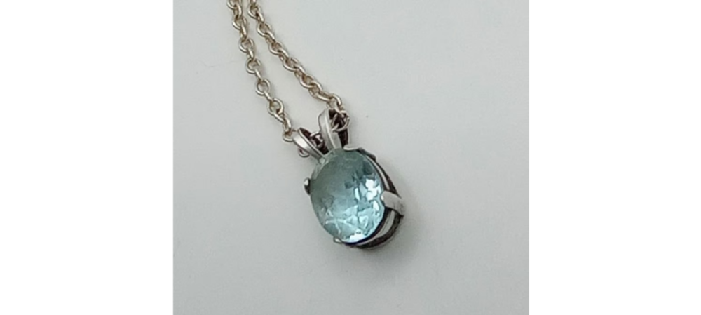 10 Carat Light Blue Facated Natural Topaz Necklace