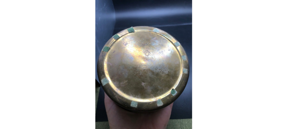 RA Egyptian God  Cloisonne lid Circular Metal Trinket Box