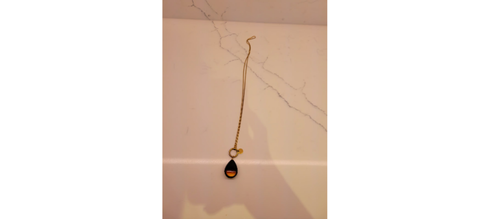 Baltic amber necklace, genuine stone, gold plated