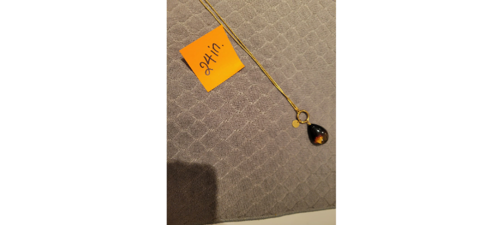 Baltic amber necklace, genuine stone, gold plated