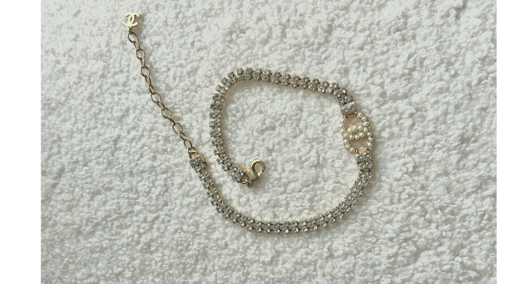 Chanel Style Pearl and Rhinestone Choker.